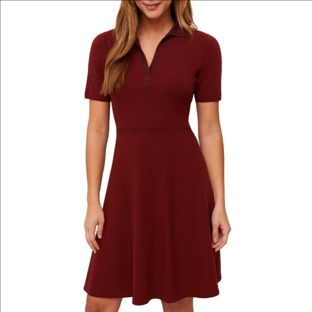 RW&Co Knit bodycon Twirl skirt dress V Pollo neckline  Sz M
